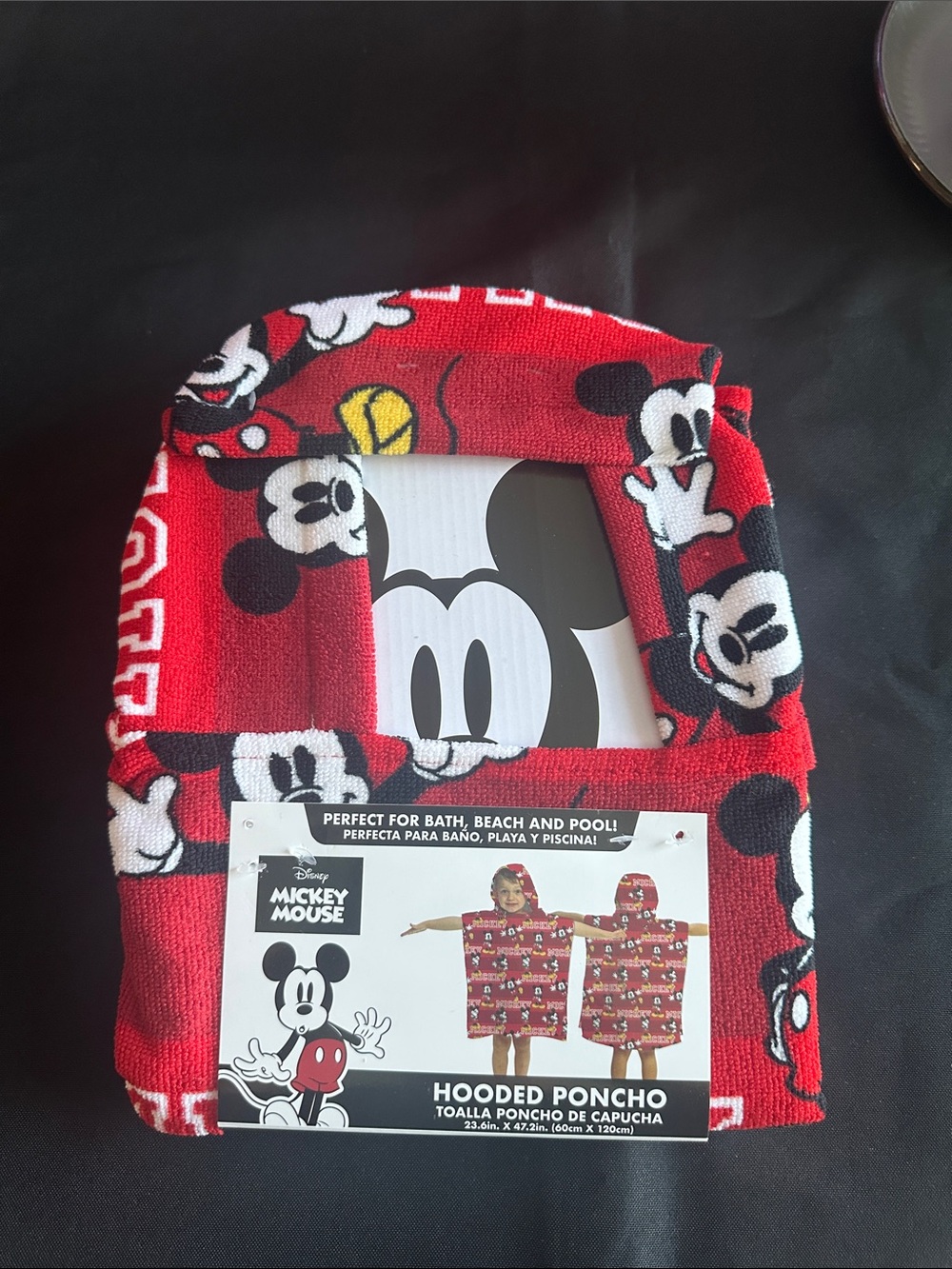 Disney Red Mickey Mouse Hooded Towel Poncho